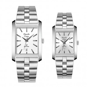 Alexandre Christie AC 1037 Silver White Steel Couple